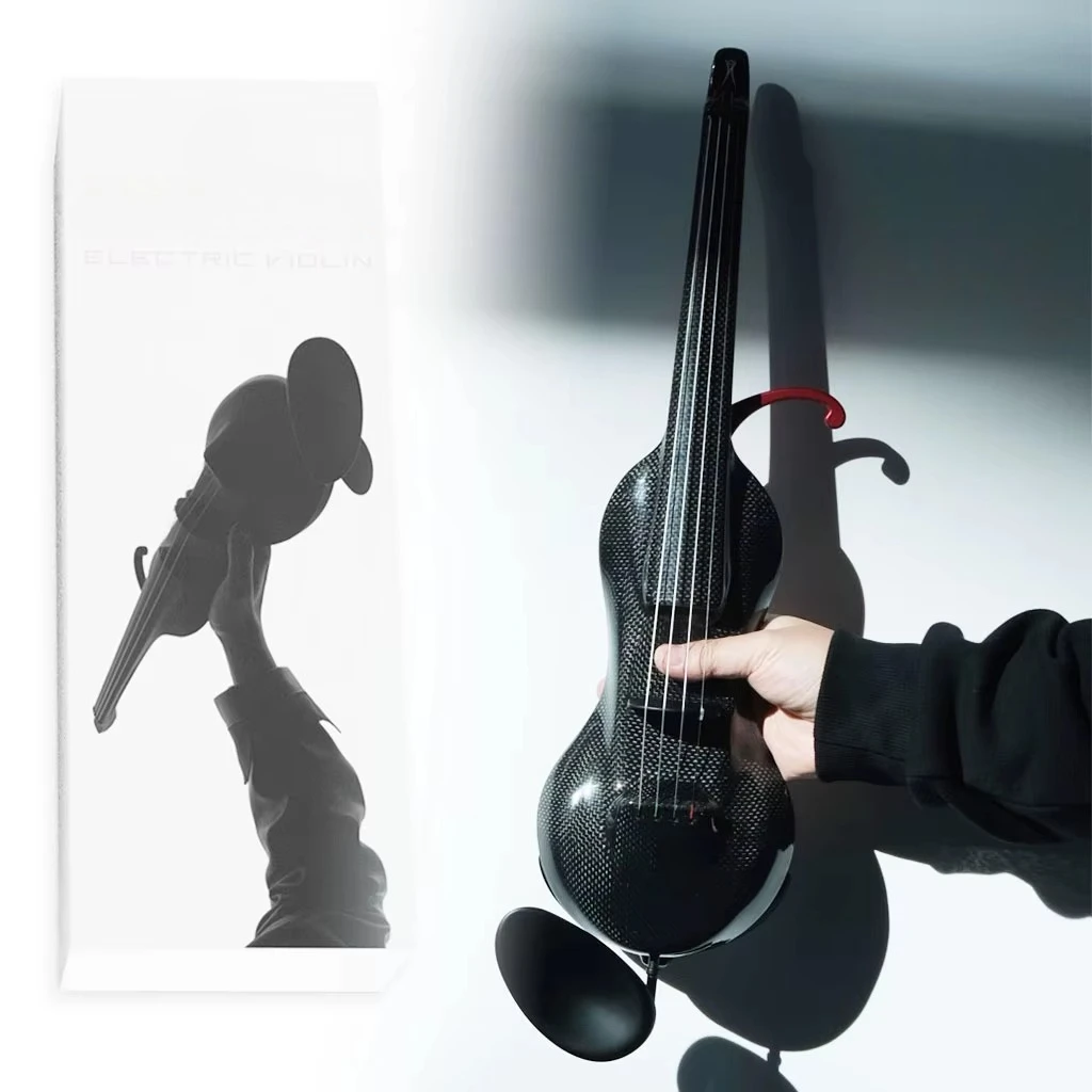 4/4 Electric Violin Carbon Fiber Violins Silent Violino Fiddle Headless Design Electric Fiddle Patented SET