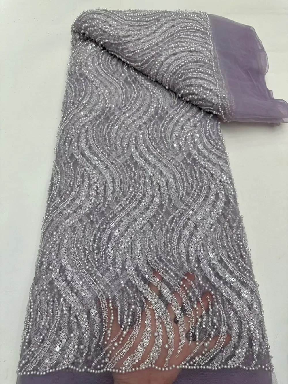 Французская модная кружевная ткань, африканские изделия ручной работы, кружевная сетка с бисером и блестками, нигерийская ткань для шитья платья 5 размеров