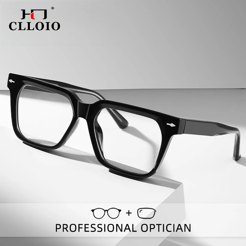 

CLLOIO Classic Retro Durable Anti Blue Light Anti-Reflective Myopia Glasses TR90 Square Progressive Prescription Reading Glasses