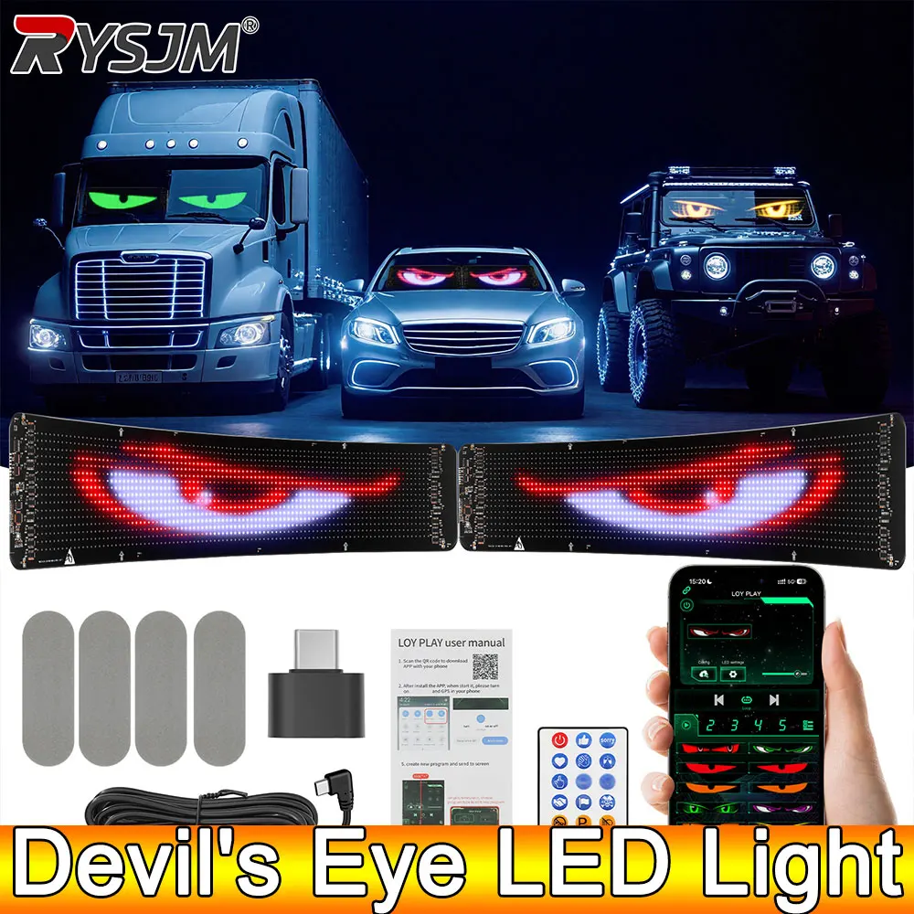 

Светодиодный светильник AD Devil's Eye, прокруткающийся знак, пиксельный экран для грузовой кабины, лобовое стекло, приложение, сделай сам, матричная панель RGB, анимация/текст