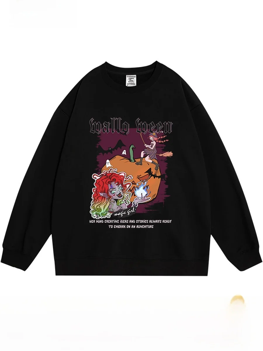 

SANGEHA Original Design Cool Printed loween Couple Hoodies High Street Sle Loose Fit Cotton Long Sve round Ne