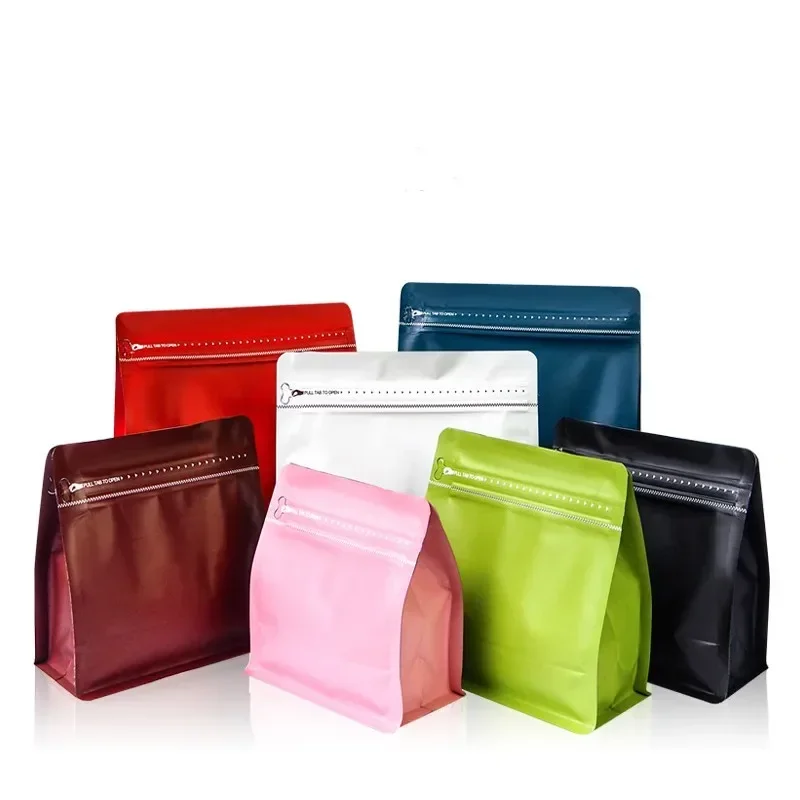 

50Pcs Wholesale Color Frosted Coffee Beans Packaging Bag Octagonal Stand Up Food Sealed Aluminum Foil Storage Reusable