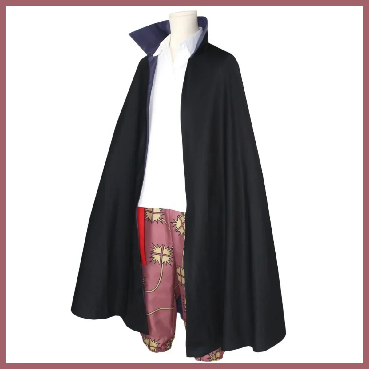 Anime Red Hair Shanks Cosplay Costume Four Emperors Black Cloak Shirt Printing Pants Wig Adult Man Woman Halloween Suit view 3