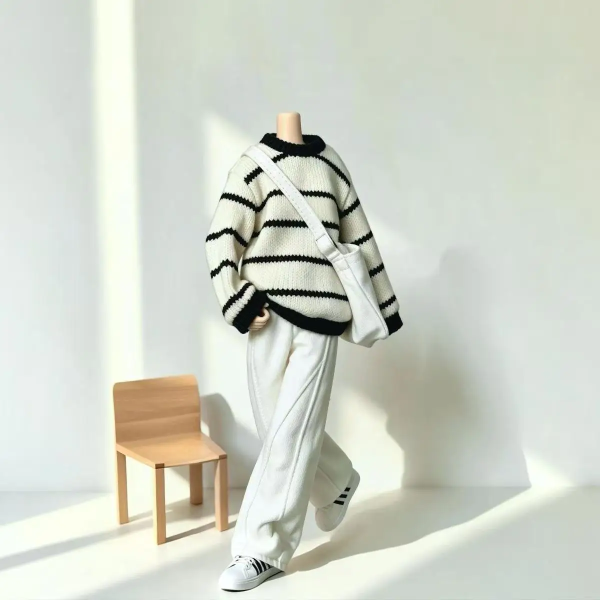 Blythe Doll 3Pcs Set Clothes Casual Knit Outfit Striped Sweater and Pants Fit OB22 OB24 1/6 1/8 1/12 Cool Boy Doll Dress-up Set