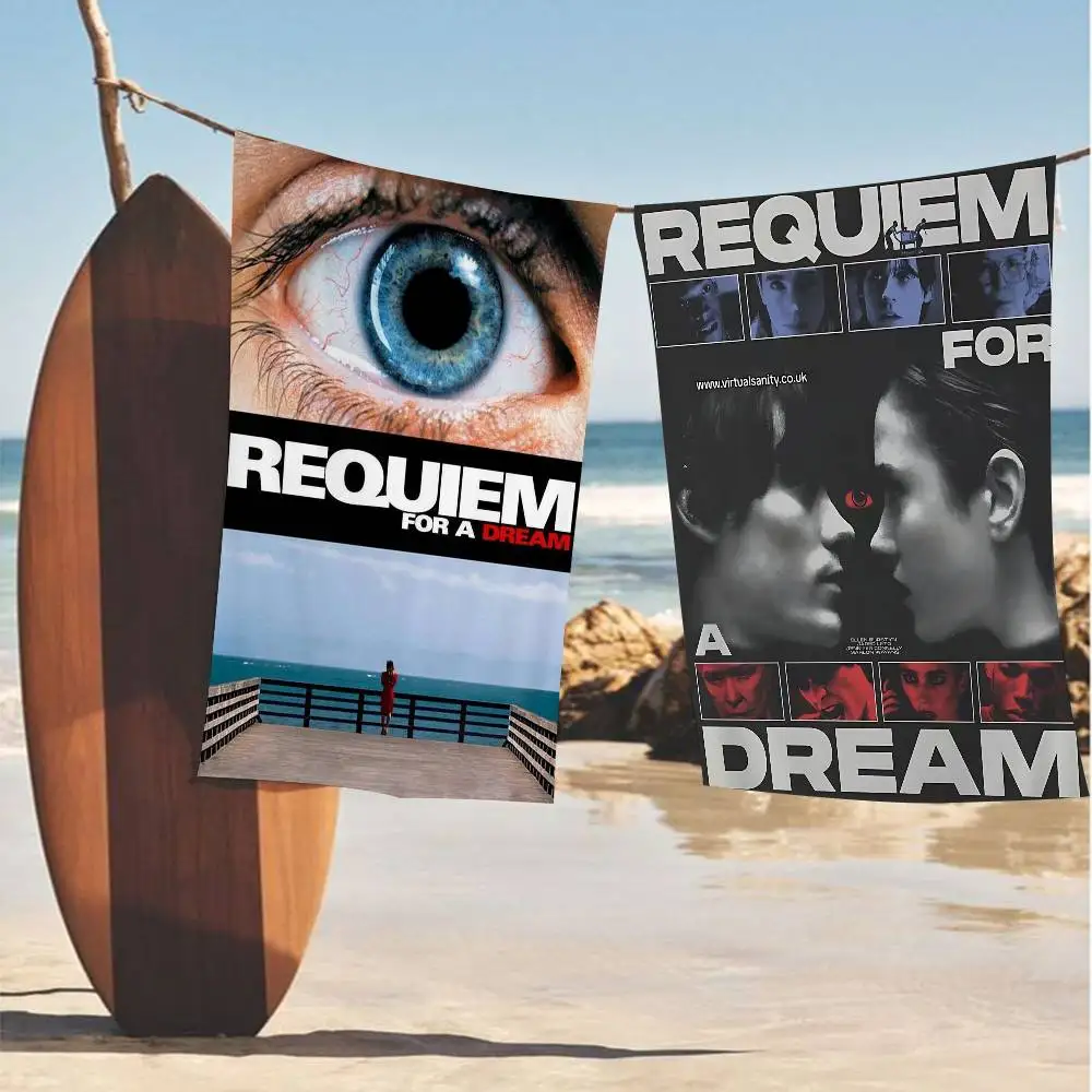R-Requiem for a Dream Microfiber Blanket Quick Drying Beach Towels Oversized Printing Super Absorbent Pool Towel Blanket