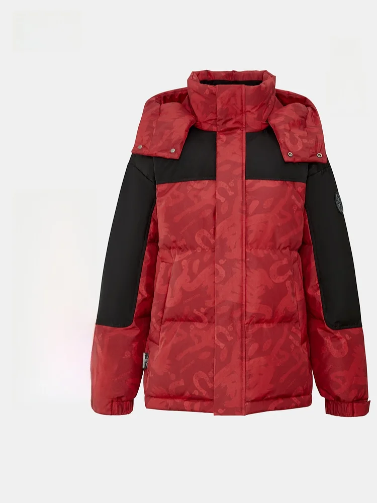 

Новая женская спортивная куртка-пуховик Snow Flng 2026 в стиле ретро, модная, с цветовыми блоками, повседневная, для города, путешествий, теплая