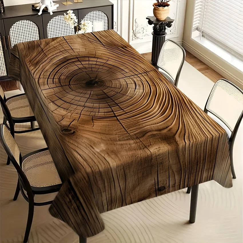1pc Simple Farmhouse Country Old Wood Panel Kitchen Dining Rectangular Printed Tablecloth, Ultra Fine Fiber Tableclothzyc