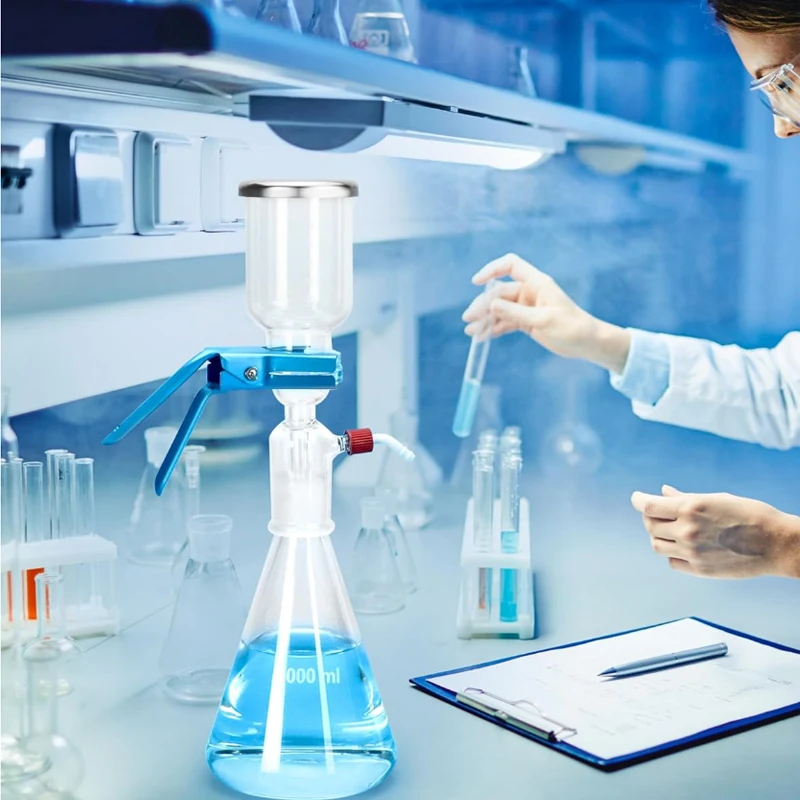 Lab Sand Filtration Kit with Mini Vacuum Pump 50mm MCE Filter Membrane for Liquid Clarification And Sample Prep Solvent Removal