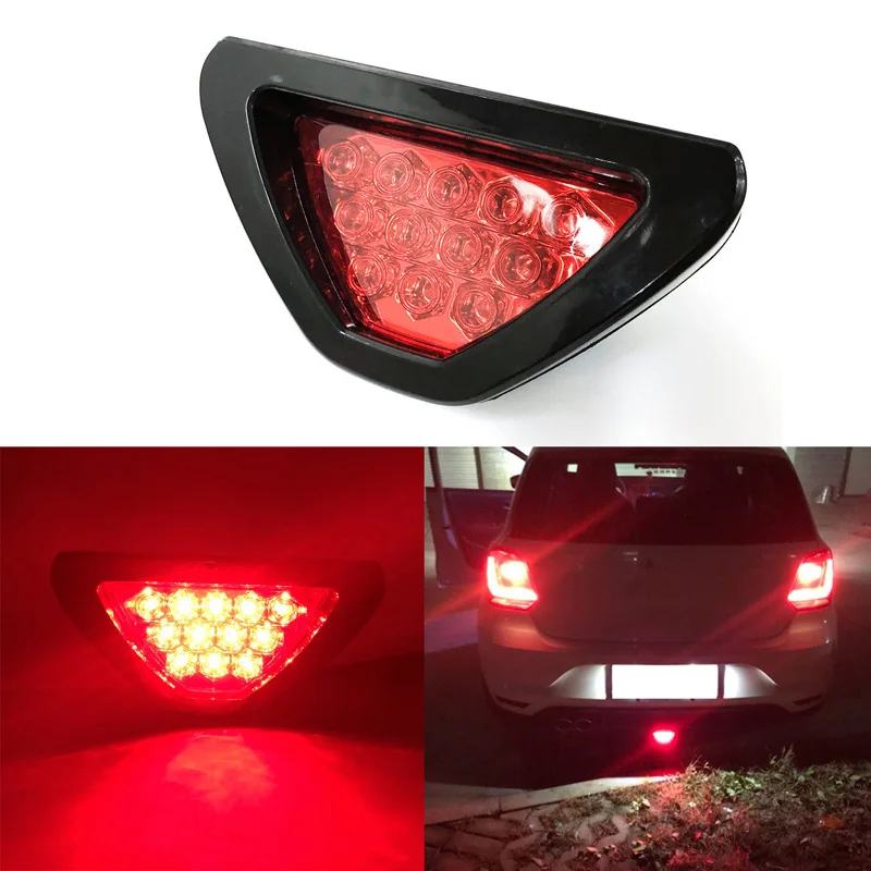 Rhyming 12LED Stop Signal Lamp Third Tail Brake Light Triangle Sporty Racing Style GT16 DRL Universal For BBA Car Accessories