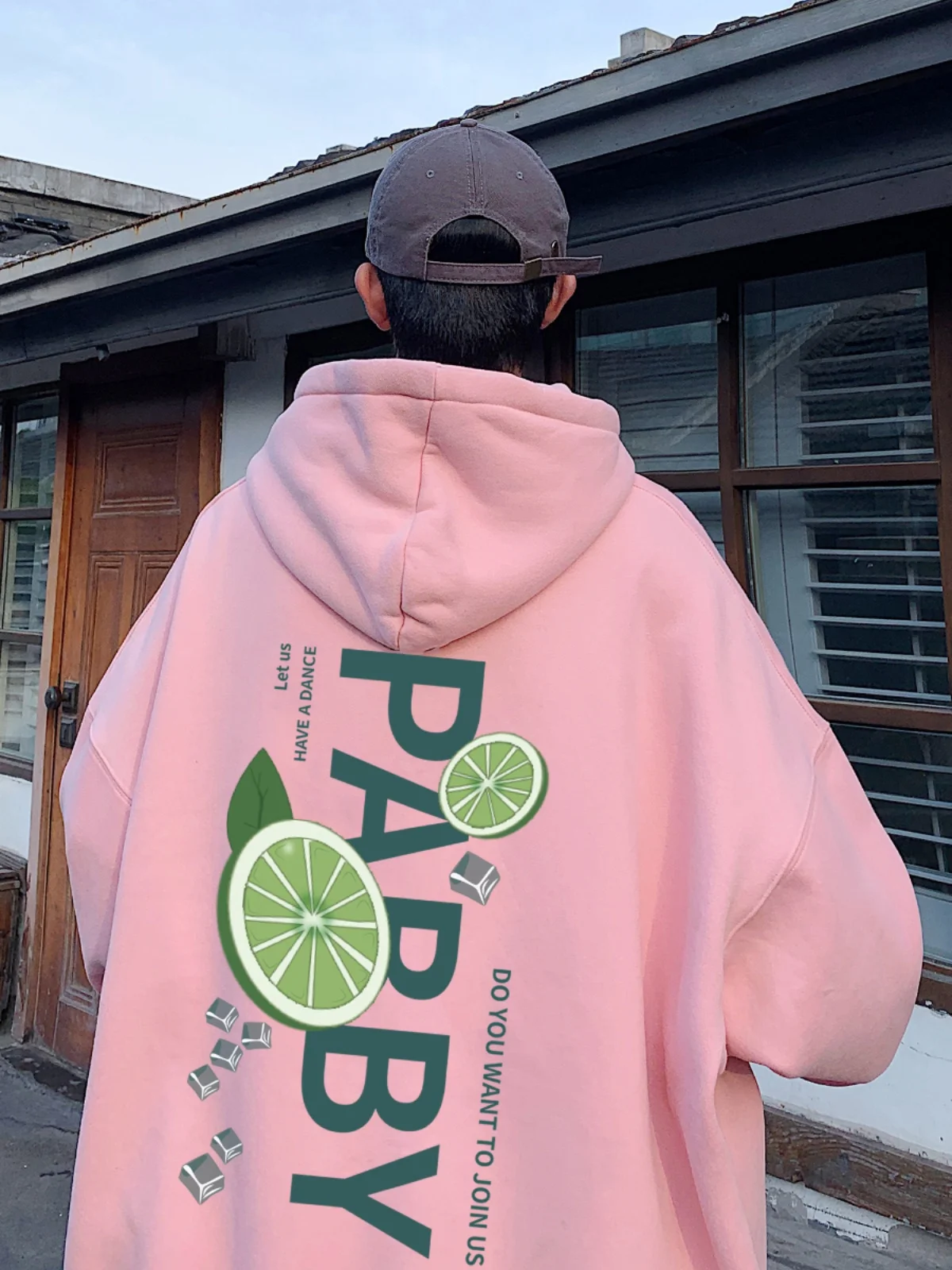 

Розовая мужская толстовка с капюшоном, весенне-осенняя, свободного кроя, большого размера, повседневная, молодежная, модная, однотонная, с принтом, не требует глажки