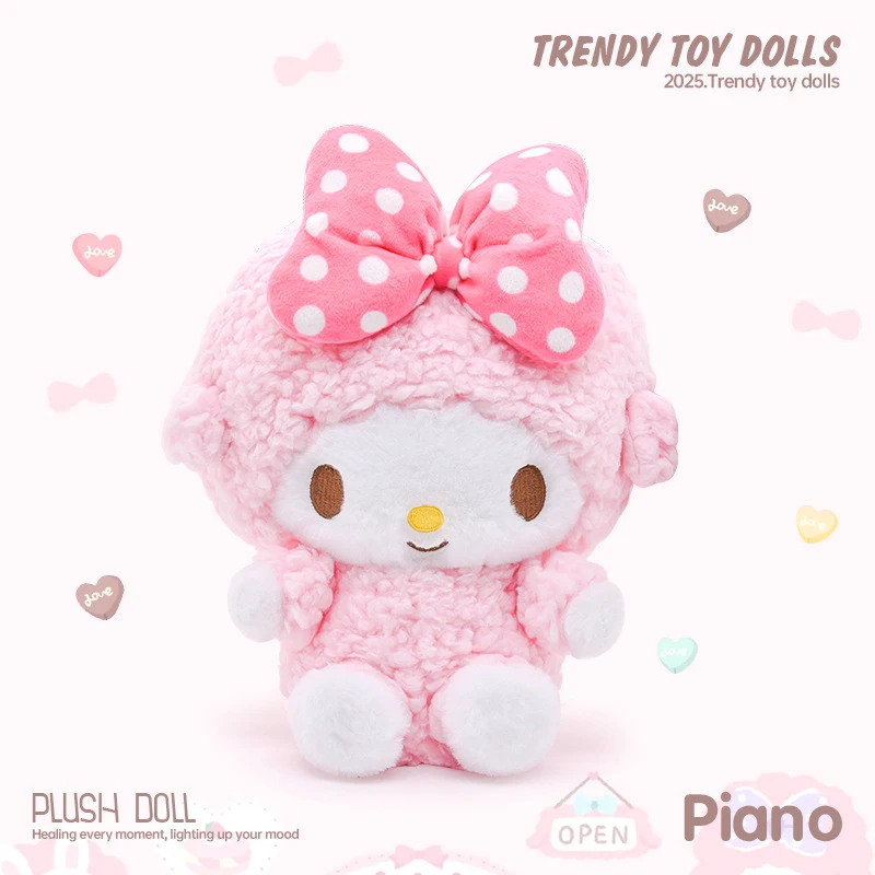 Sanrio Anime Kawaii Piano Lamb Doll Cute Plush Doll Bedroom Pillow Ornaments Cartoon Girl Bag Pendant Keychain Toy Birthday Gift