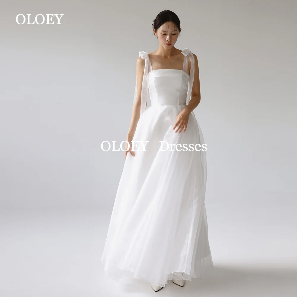 

OLOEY Simple A Line Wedding Dresses Korea Photoshoot Sleeveless Bride Gown Floor Length Silk Organza Vestido De Noiva Customized