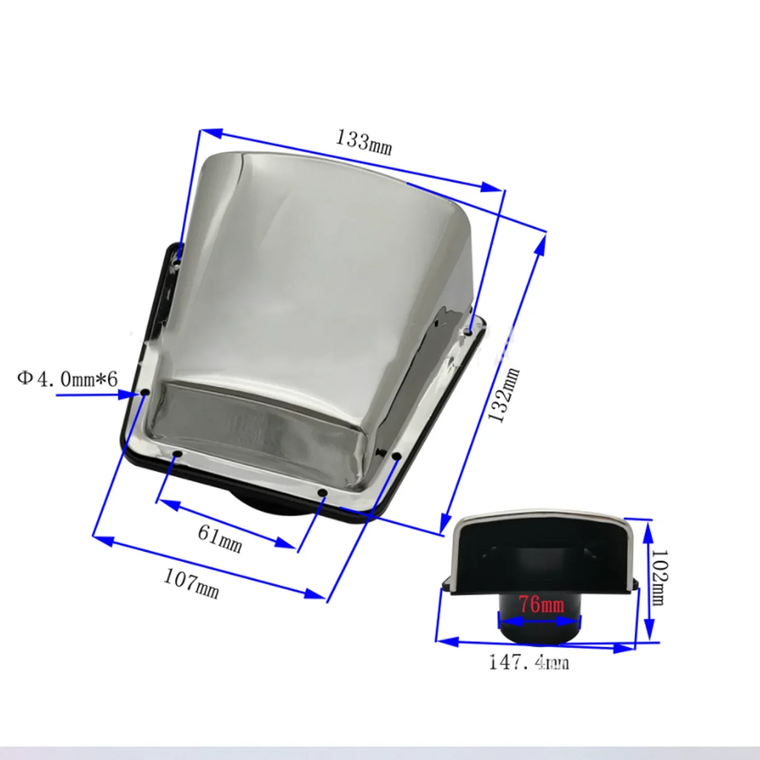 Boat Vent Cover with Nylon Base Intake & Exhaust Cowl Ventilator for Boat Ships Yachts Good Ventilation 147.4x132x76mm