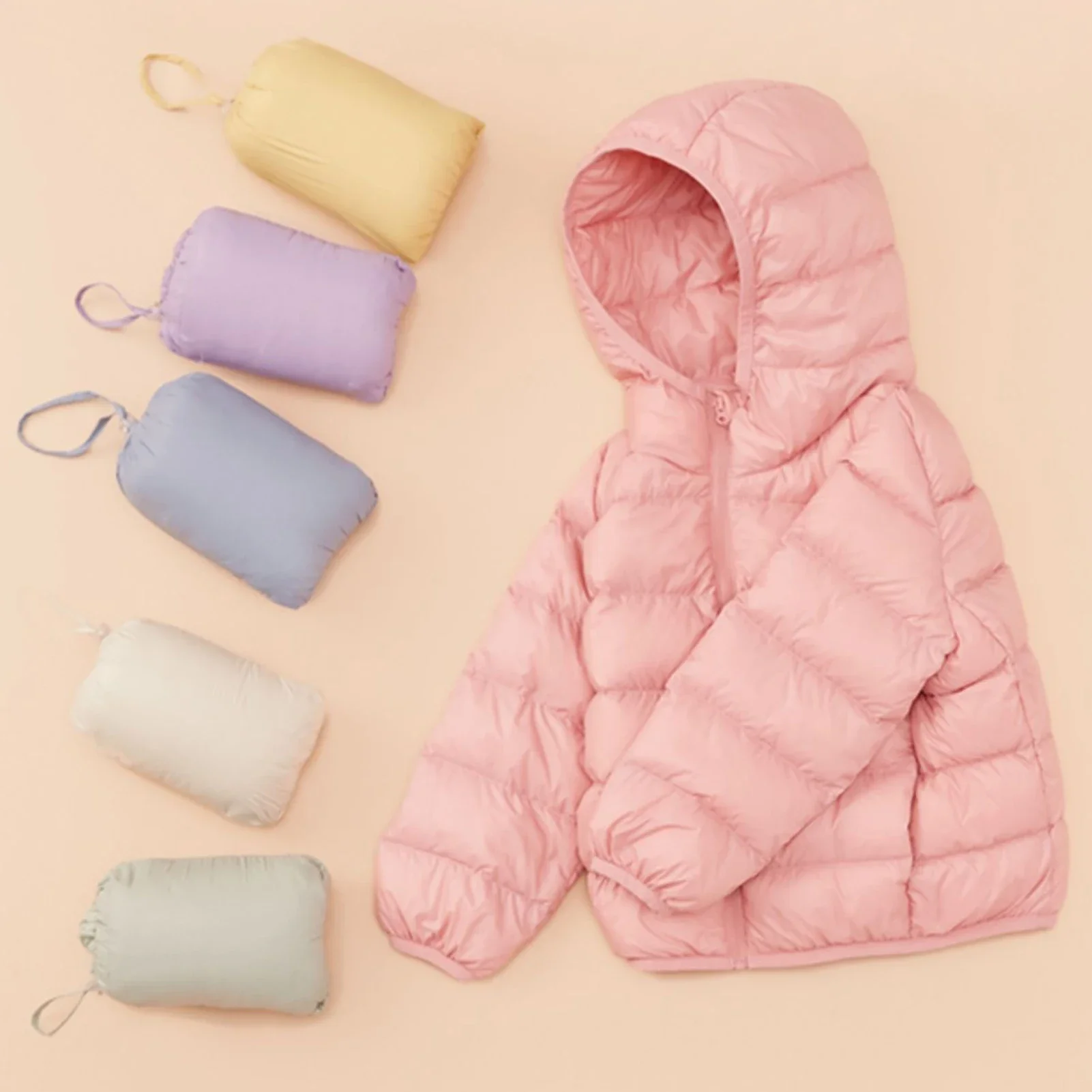 

White Duck Down Children's Down Jacket Candy Color Lightweight Boys Girls Down Coat with Hoodie Kids Winter Warm Jacket