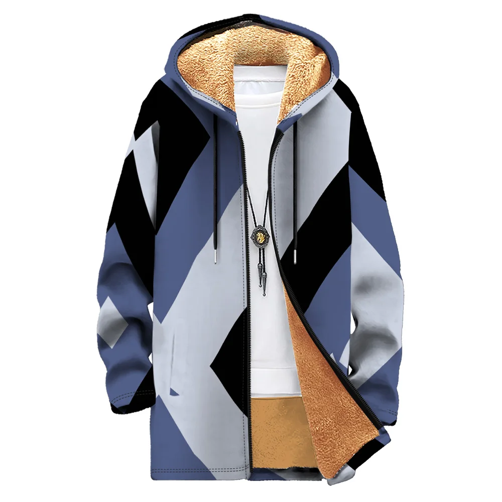 Chaqueta acolchada de algodón con estampado de plumas para hombre, ropa de invierno, abrigos de plumas, cremallera de bolsillo, nueva línea audaz, empalme de color