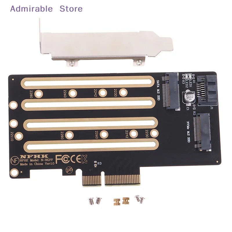 [W]Nvme m.2 SSD to PCIe 3.0 4.0 x4 adapter card SATA m.2 SSD to SATA 2 IN 1 adapter card