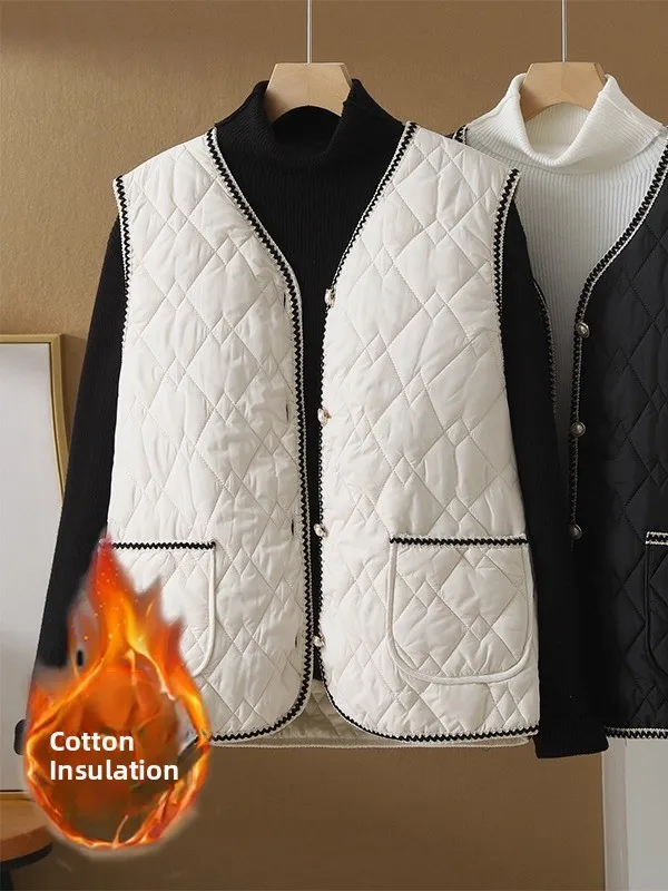 

plus Size Women's down Cotton Jaet Svel Vest Lightweight Warm Layering Versatile Open Cardigan Trendy Winter Faion