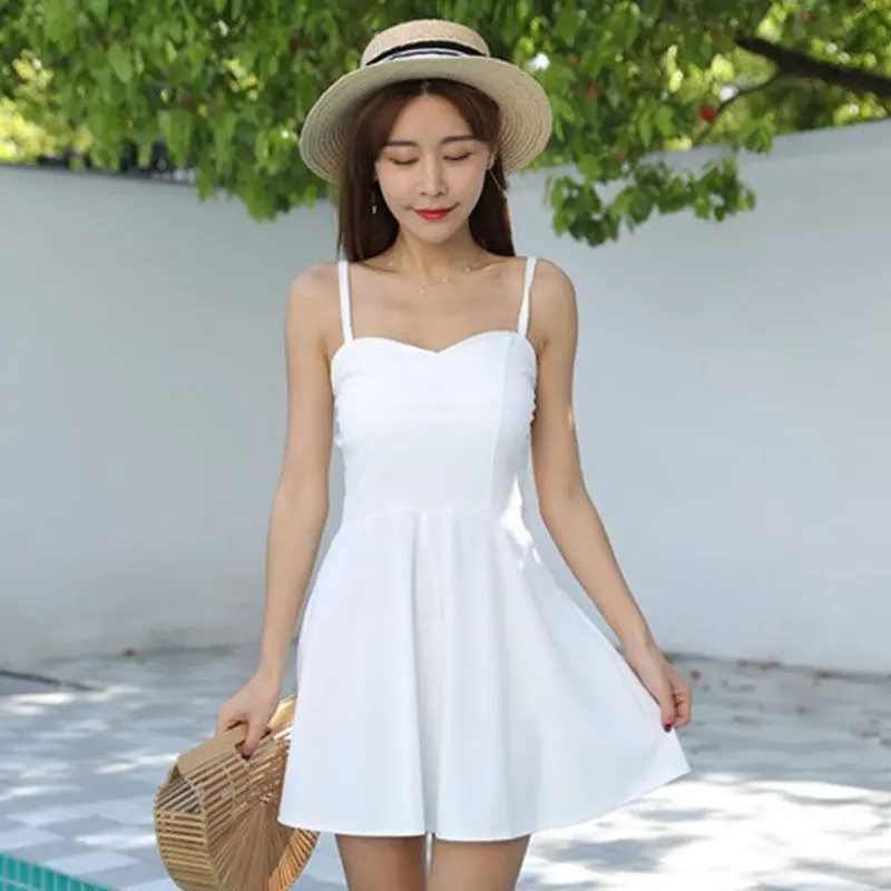 

Pink Sling Dress High Waist Dress Spring Summer Korean Version Lean A-LINE Above Knee Length Dresses for Women