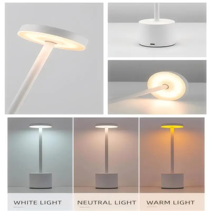 LED Rechargeable Classic Table Lamp 3-colors Infinitely Dimmable Wireless Touch Control Home Decoration Bedroom Creative Lamp