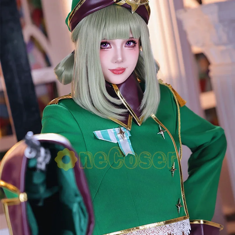 Meninas mágicas Araga Kiwi Cosplay Fantasia, Peruca Leopardo, Uniforme Militar, Chapéu, Sapatos, Enormeeta Mahou Shoujo, Gushing mais