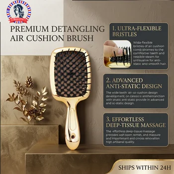1Pcs Air Cushion Comb GoldTangled Hair Comb Hair Brush Massage Anti-static Hollow Out Wet…