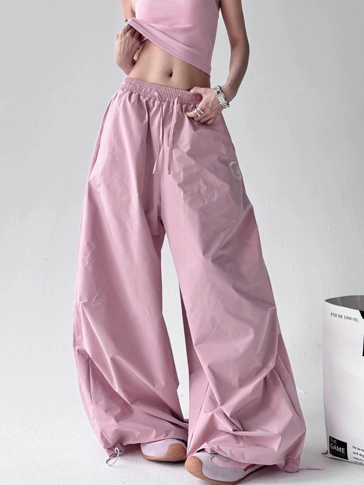 Women Y2K Hip Hop Cargo Pant Loose High Waist Streetwear Vintage Trousers Casual American Harajuku Bf Pockets Embroidery Pants