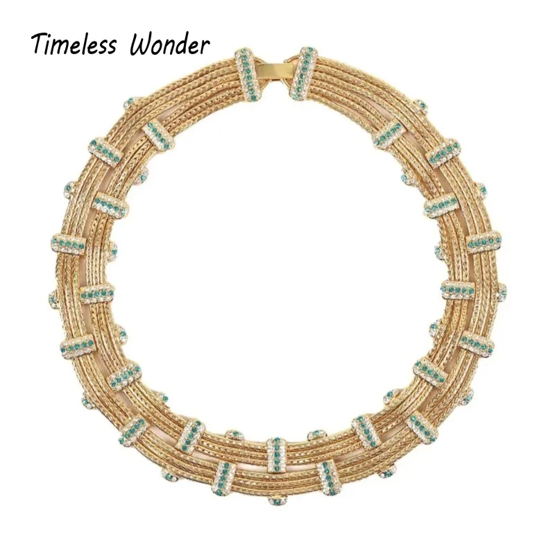 

Timeless Wonder Fancy Zircon Geo Pave Choker Necklace for Women Designer Jewelry Trendy Rare Top Medieval Gift Punk 6616