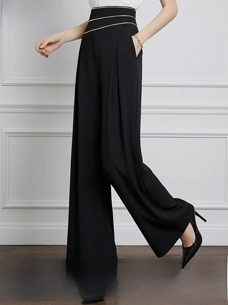 High Waist Suit Wide Leg Pants Women's Fashionable Elegant Professional Loose Career Trousers Summer Design Casual Style