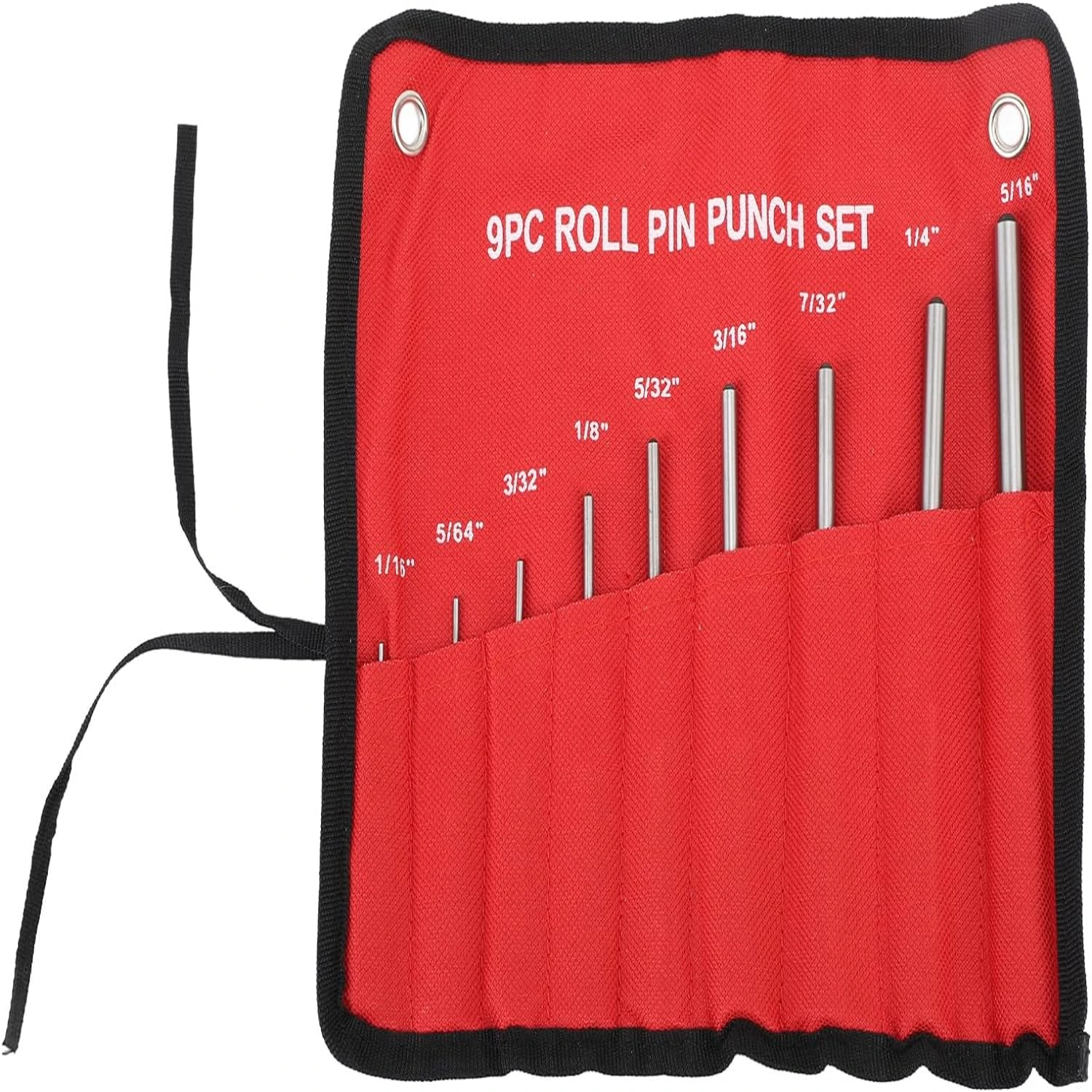 Conveniently stored in a handy pouch, this stylish, durable, and efficient red steel roll pin removing tool set is perfect for w