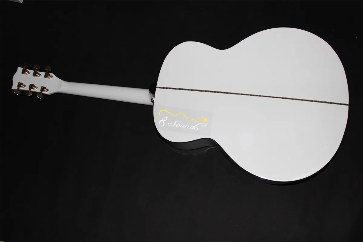 Professional Jumbo Acoustic Electric Guitar new 2024 white gloss finishing cutaway and non cut guitar