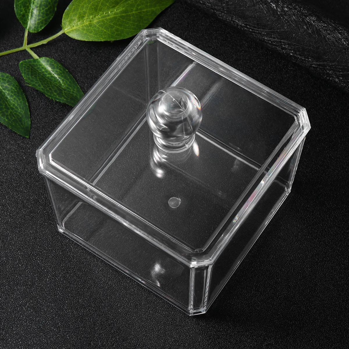 

2Pcs Square Acrylic Makeup Storage Box Bathroom Organizer Waterproof Lid Jewelry Cosmetics Container Swab Holder Travel Portable