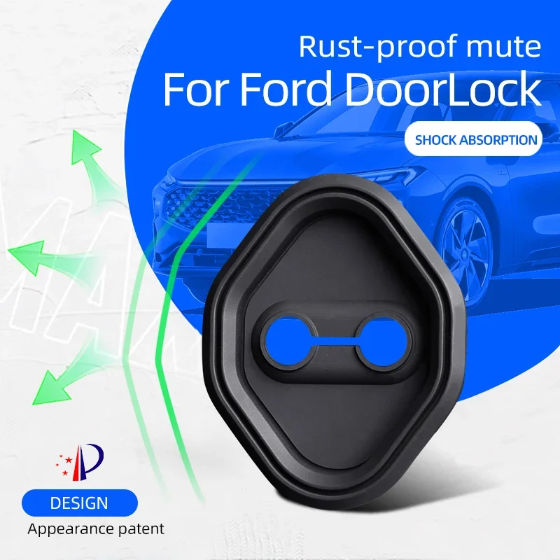 Door Lock Cover Applicable To Ford Models, Silicone Rust-proof Mute Door Lock Protector, Shock Absorption, 4Pcs Set