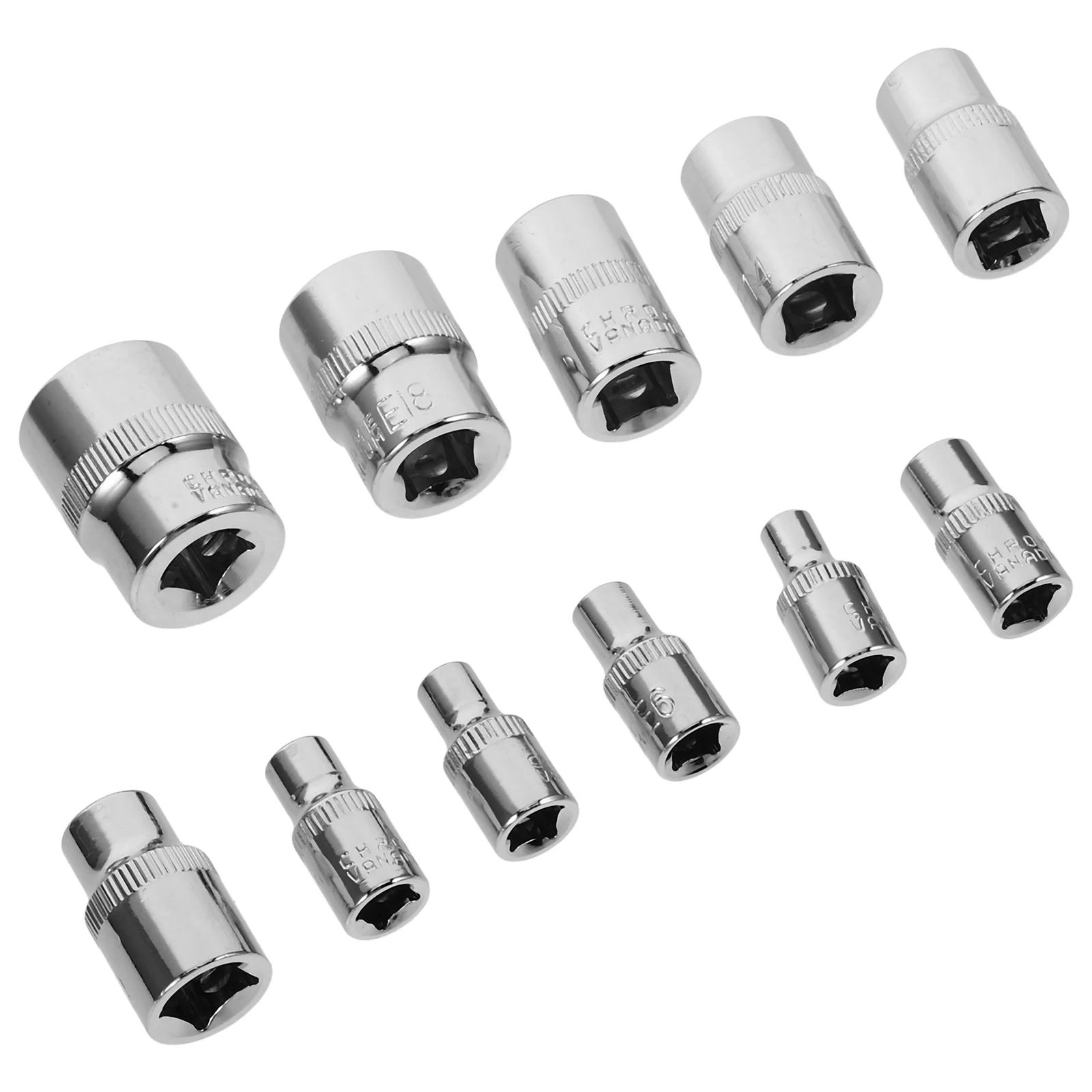 

11Pcs Hex Socket Vanadium Steel Long Sleeve Heat Treated Durable Anti-Rust Automotive Repair Plum Blossom