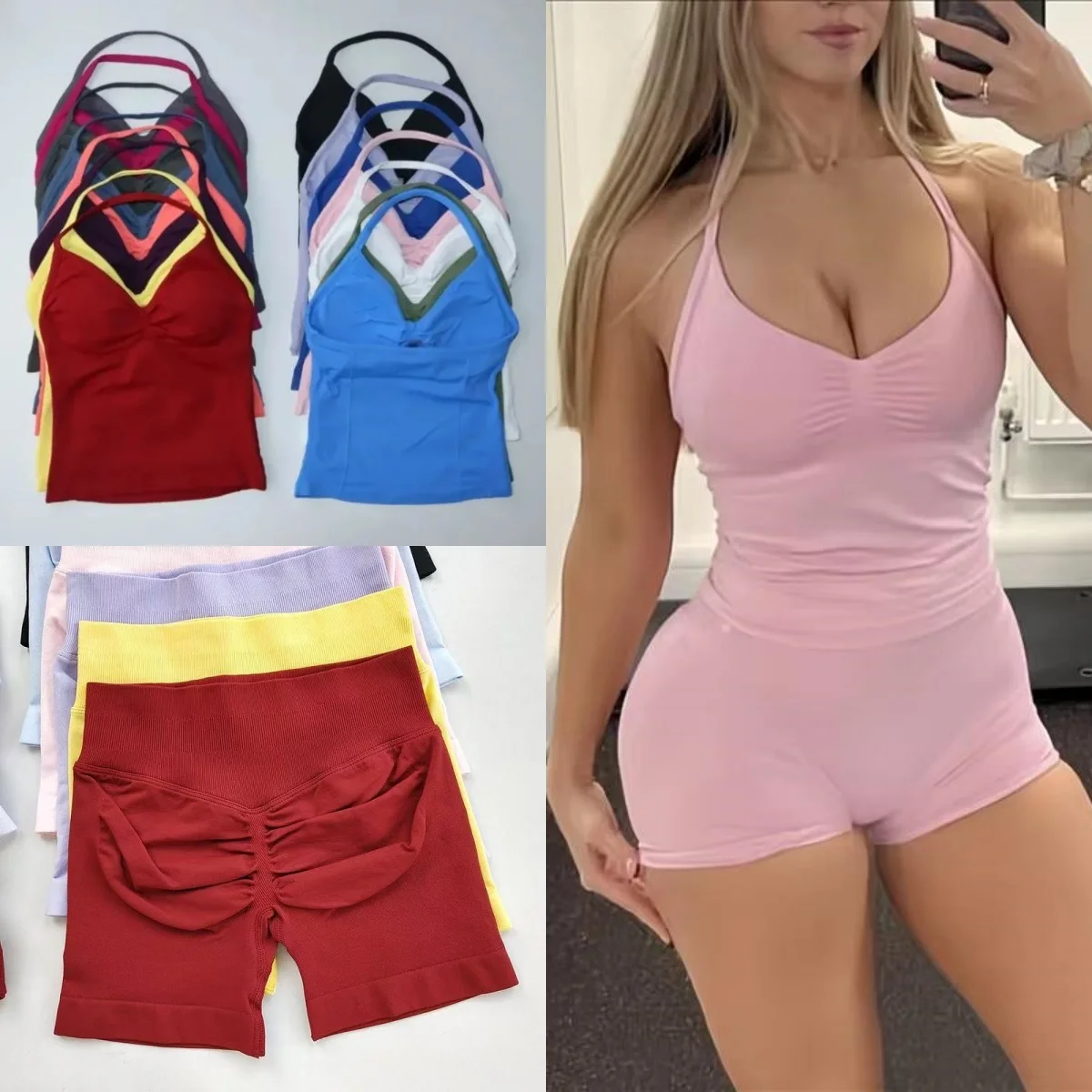 حمالة صدر رياضية لليوجا للسيدات ذات خطوط طويلة بدون أكمام، ملابس علوية قصيرة قابلة للتمدد للياقة البدنية، سترة قابلة للتنفس، ملابس رياضية #2