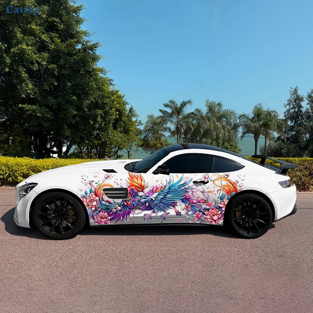 Phoenix Lotus Colorful Car Vinyl Wraps Decal Self-adhesive PVC Sticker Suitable for Trucks SUV Decoration Auto Accessories Gift