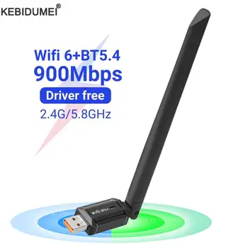Adaptateur USB WiFi 6 Bluetooth 5.4, 900Mbps, Dongle 2 en 1, double bande 2.4G 5GHz, récepteur réseau sans fil, pilote gratuit pour Windows 10/11