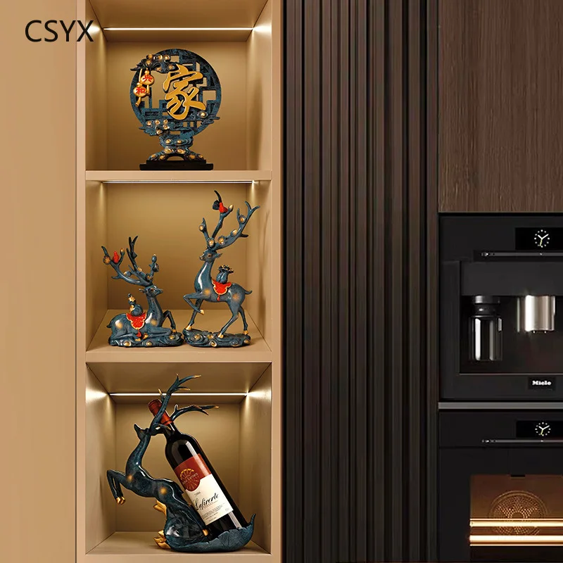Elk Wine Rack Ornament- Light Luxe New Chinese Style