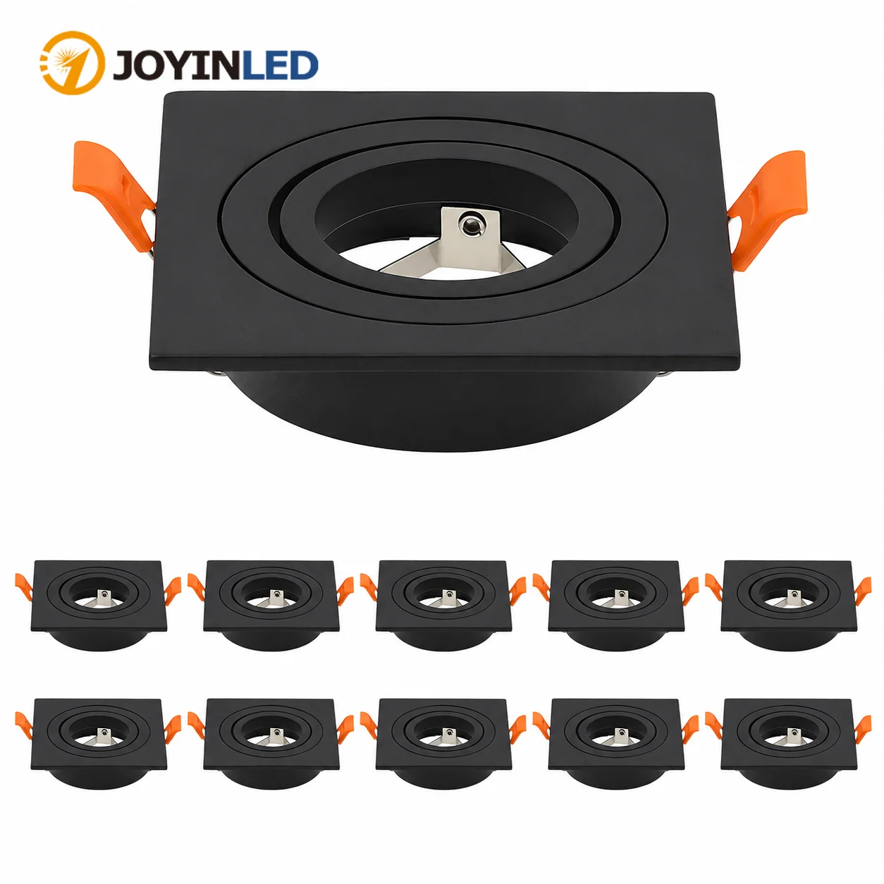 JOYINLED 2/10PCS Square Adjustable Recessed Spotlight Trim GU10 MR16 GU5.3 Downlight Frame 70mm Cutout Ceiling Light Fixture