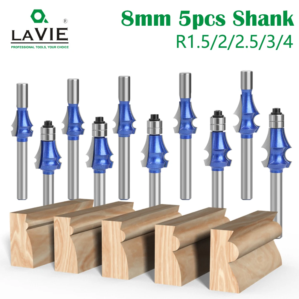 

LAVIE 8mm 5pcs Drawing Line Router Bit Set For Woodworking High-quality Tungsten Carbide Milling Cutter H08092T5