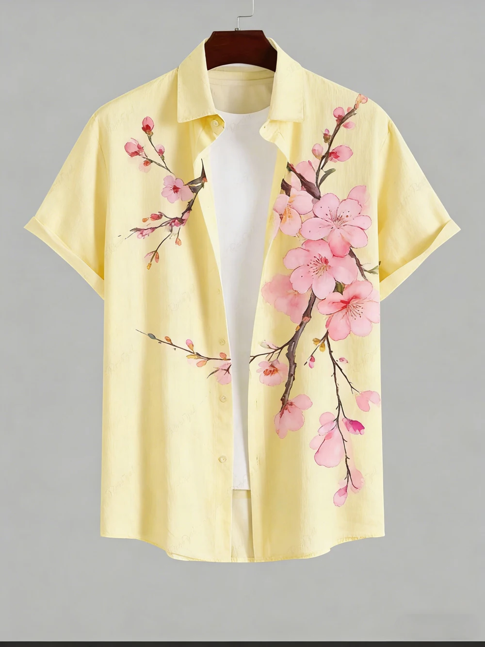 2026 Men's Summer Light Color Short Sleeve Shirt Natural Flower Plant 3D Printed Shirt Men's Vacation Casual Social Top Men