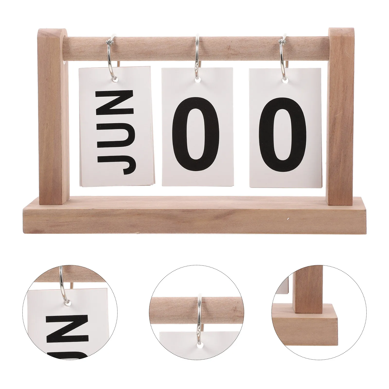 

Rustic Wooden Desk Calendar Perpetual Flip Calendar Elegant Creative Desktop Decoration for Home Office School