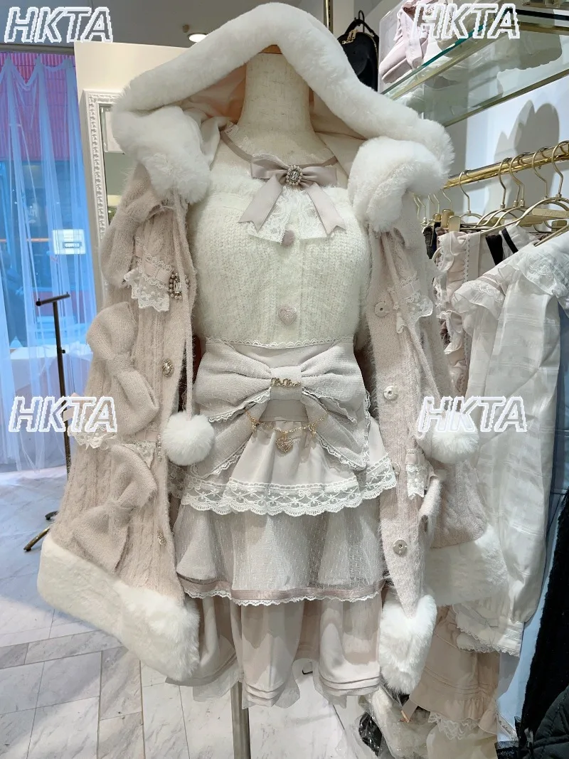 

Японская плиссированная юбка с эластичным поясом и кружевным бантом, весна-лето 2026, новая модель, с высокой талией, для женщин, в стиле Лолита, милая, сказочная