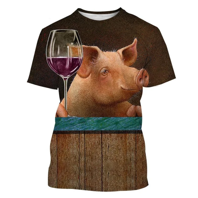 Funny Pig 3d Print T Shirt Men Women Summer Short-sleeved Animal Piggy Pattern Oversized Short Sleeves Round Neck T-shirt Tops