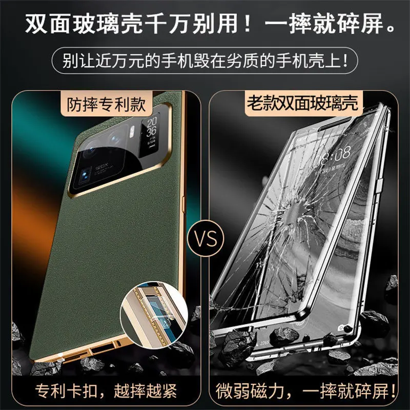 For Xiaomi 11 Ultra Case Full Body Cover Front Tempered Glass Clear Hard Cover with Back PU Leather Case for Xiaomi Mi 11 Ultra
