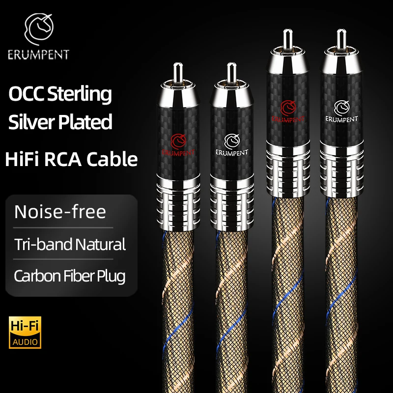 OCC Sterling Silver Plated 3Pin 2RCA to 2XLR Male/Female Audio Cable HiFi Stereo Interconnect Wire for Amplifier Audio Player