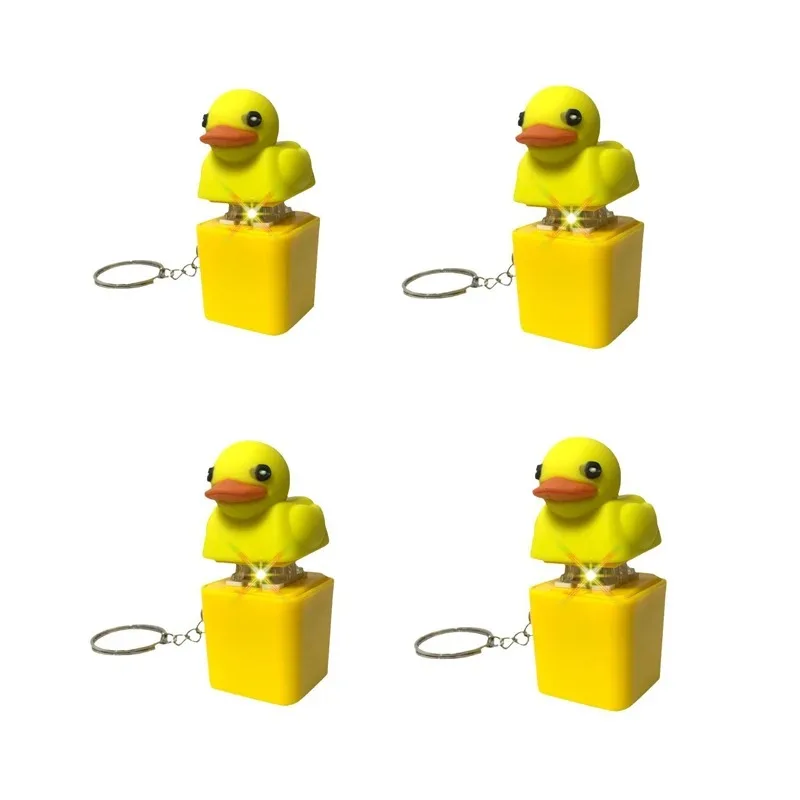 1/2/4 Stück Kleiner Gelber Enten-Schlüsselanhänger, Aufladbar mit Sound & LED-Lichtern, Stressabbau-Spielzeug für Erwachsene