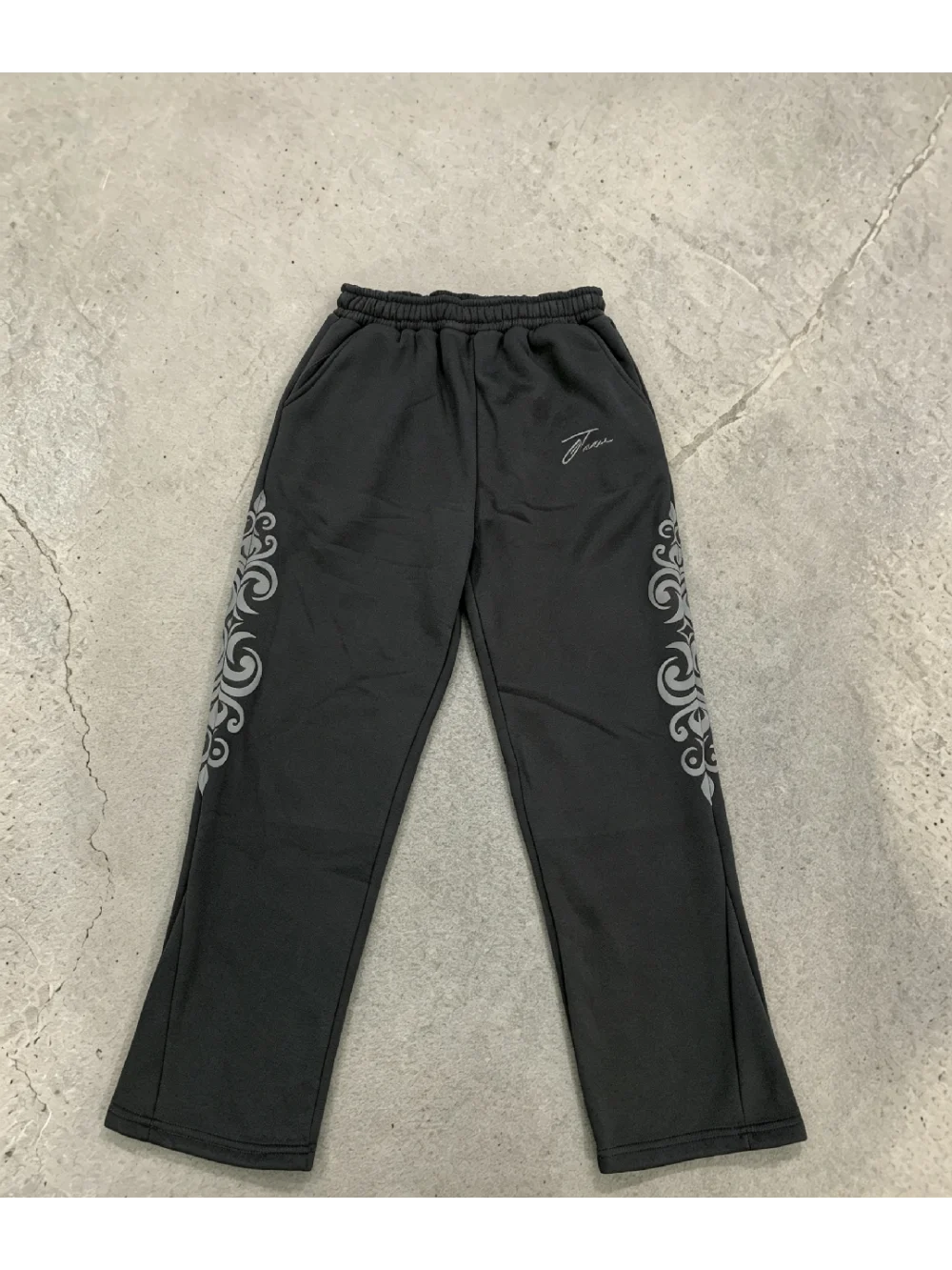 New autumn and winter retro minimalist rolled grass pattern sleeve print hip-hop casual micro pull sports pants street trend ins