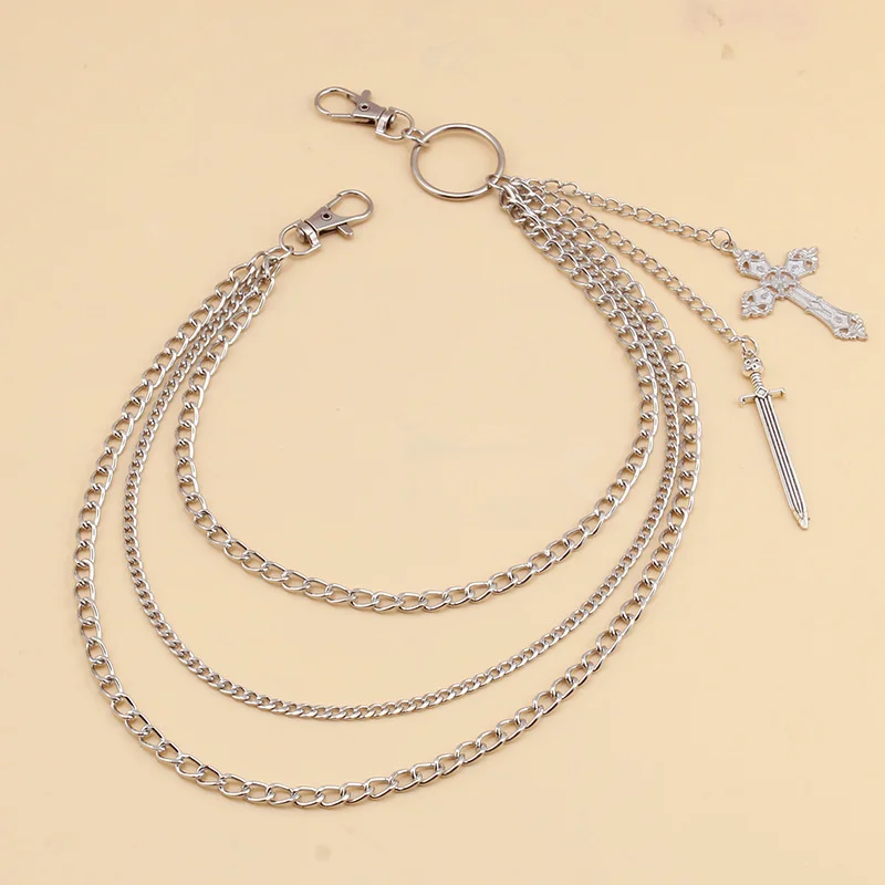 Hip Hop Skull Cross Pants Waist Chain Men Women Cool Jeans Chain Keychain Wallet Chain Gothic Biker Fashion Accessories view 4