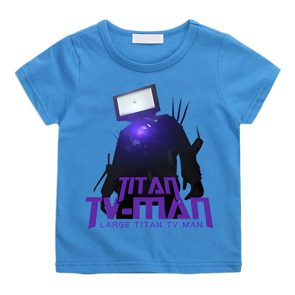 TITAN TV เสื้อยืดเสื้อแขนสั้นเด็กลายการ์ตูนสำหรับเด็กผู้ชายและเด็กผู้หญิง, เสื้อยืดลายการ์ตูนชุดเสื้อยืดคอกลมผ้าฝ้ายสำหรับเด็ก