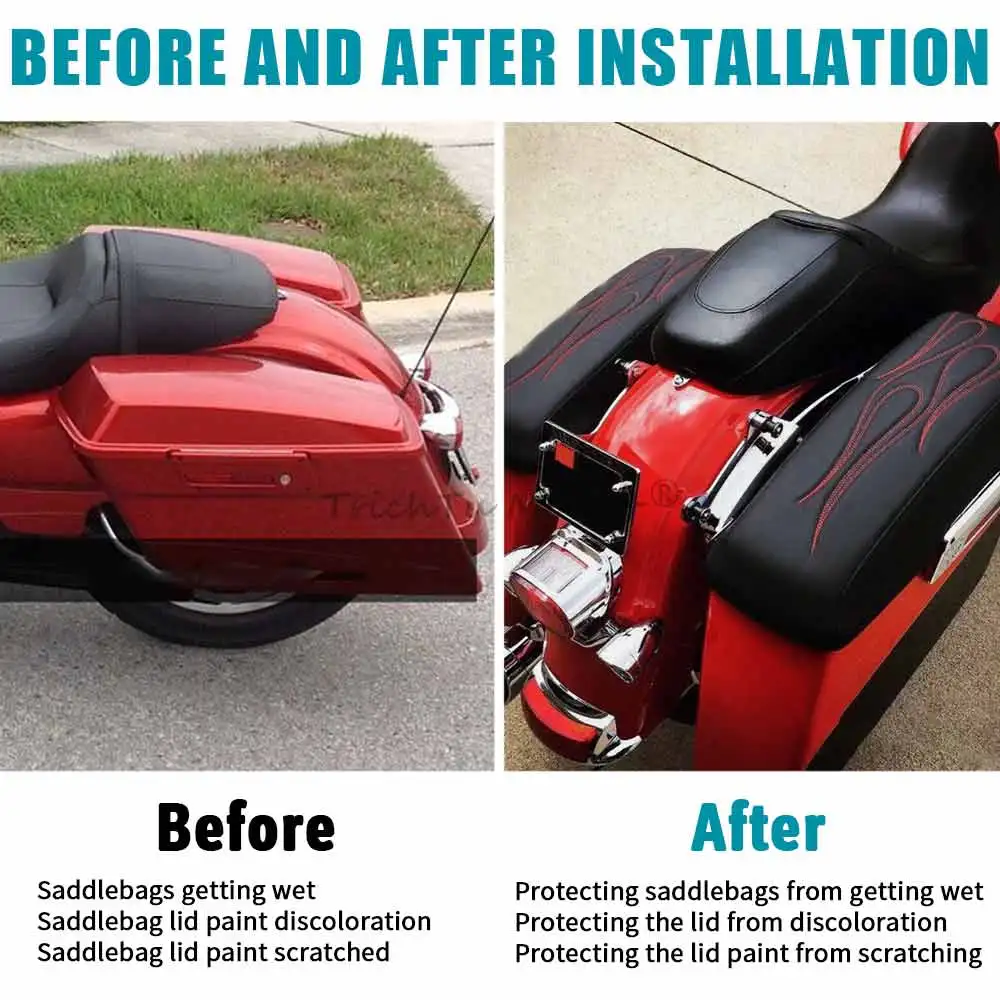 Motorcycle Accessory Touring Hard Saddlebags Lid Covers Waterproof For Harley Touring Road King Electra Street Glide CVO 2014-24